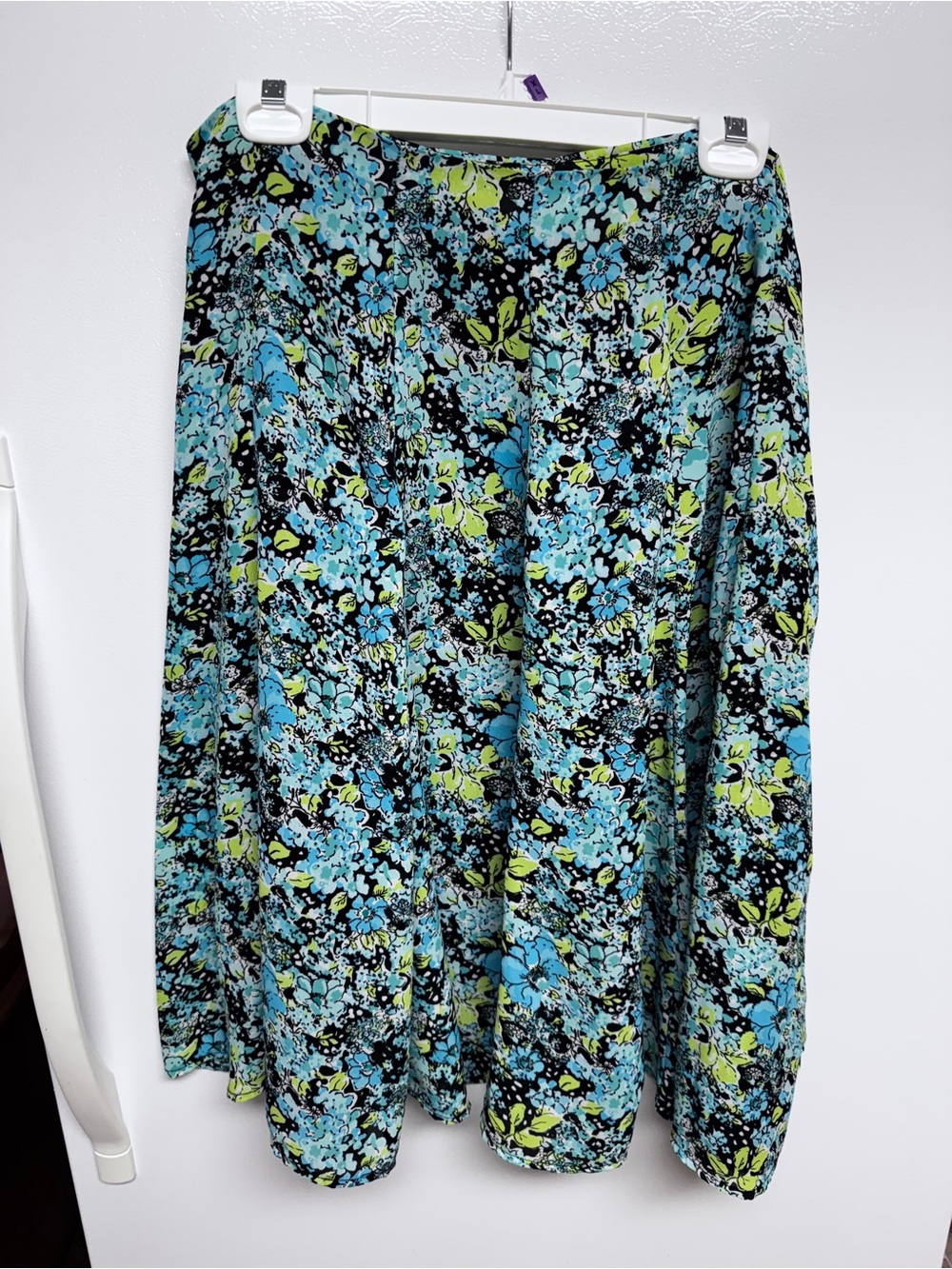 Christopher & Banks Floral Print  Skirt with Aqua & Lime Accents